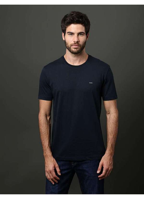 Calvin Klein Jeans - Camiseta Masculina Algodão Egípcio Calvin Klein - Marinho Azul 1