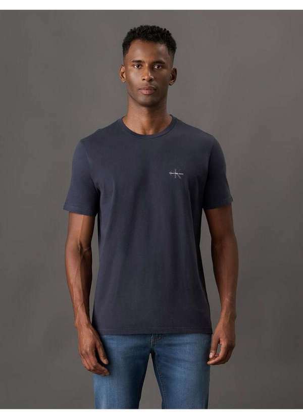 Calvin Klein Jeans - Camiseta Masculina Básica Estampa Logo Reissue no Peito Calvin Kl Azul