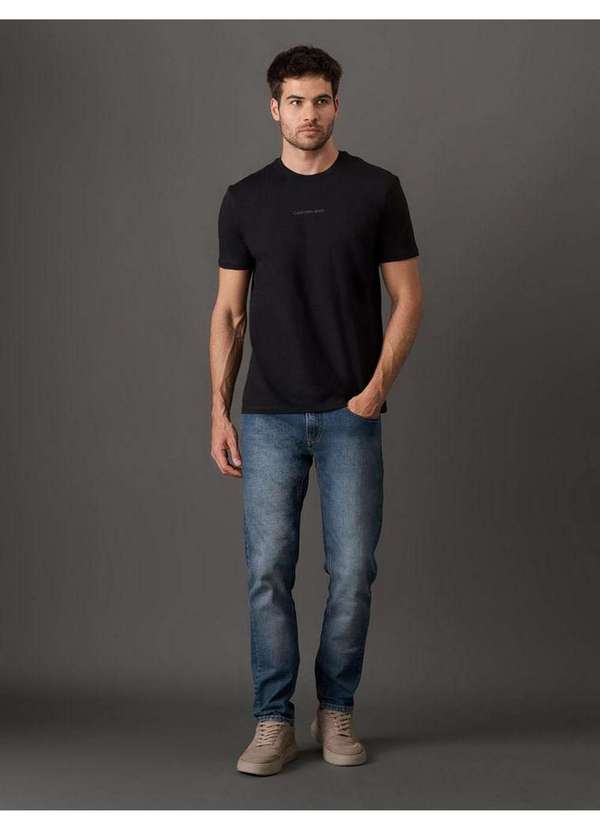 Calvin Klein Jeans - Camiseta Masculina de Algodão Estampa Logo Centralizado Calvin Kl Preto 3
