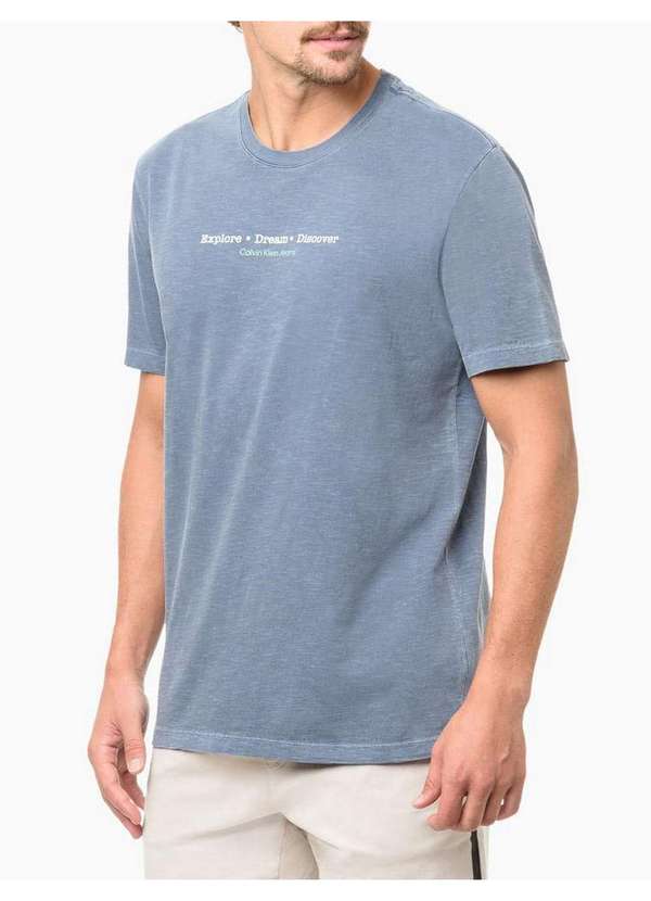 Calvin Klein Jeans - Camiseta Masculina Explore Dream Discover - Marinho Azul