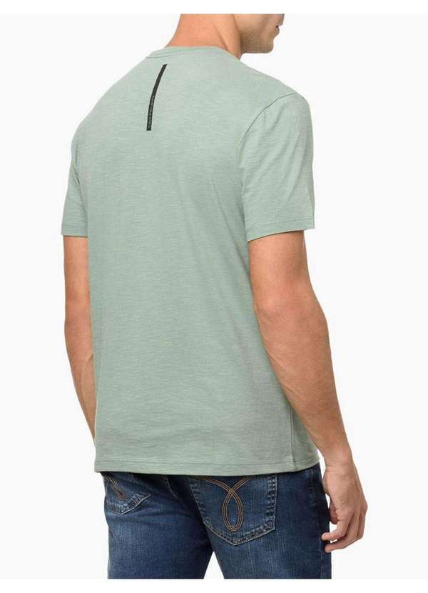 Calvin Klein Jeans - Camiseta Masculina Flamê com Etiqueta - Verde Verde 2