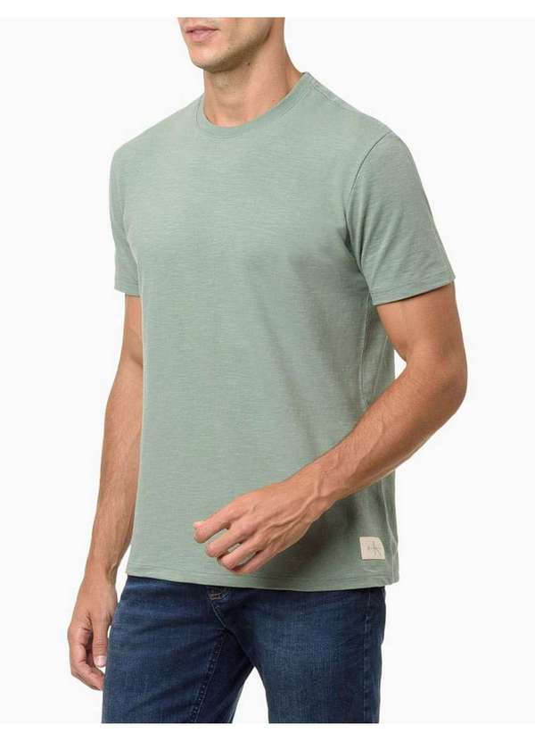 Calvin Klein Jeans - Camiseta Masculina Flamê com Etiqueta - Verde Verde 3