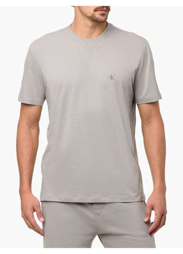 Calvin Klein Underwear - Camiseta Masculina Flamê Monograma Calvin Klein Underwear - Cinza Cinza