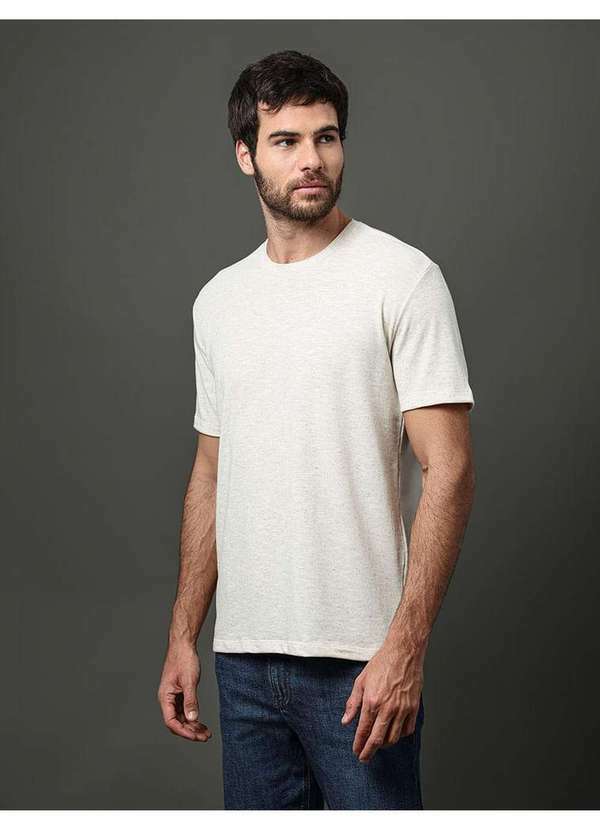 Calvin Klein Jeans - Camiseta Masculina Linho Calvin Klein Jeans - Off White Branco