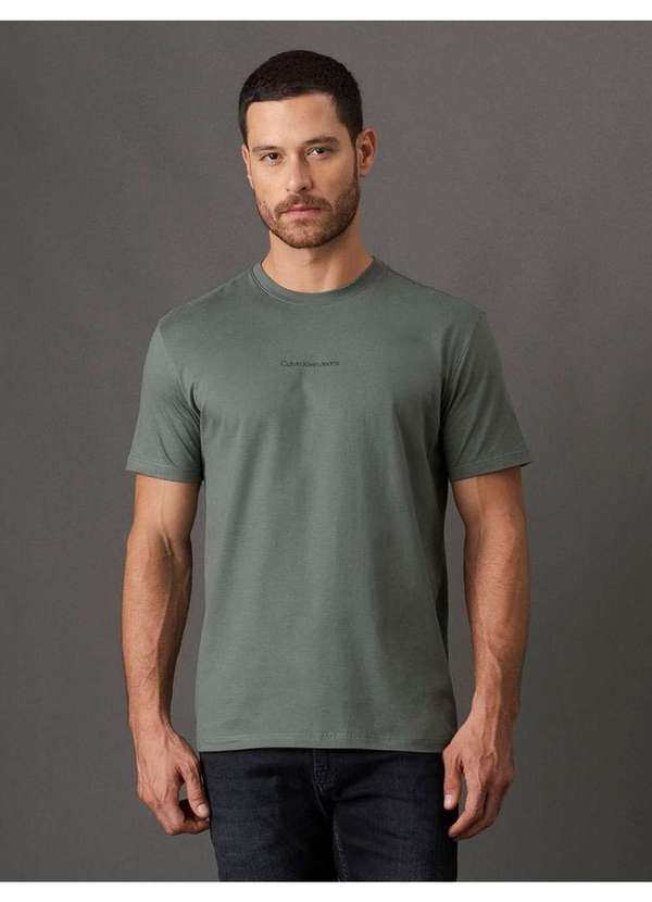 Calvin Klein Jeans - Camiseta Masculina Logo Centralizado Calvin Klein Jeans - Verde M Verde