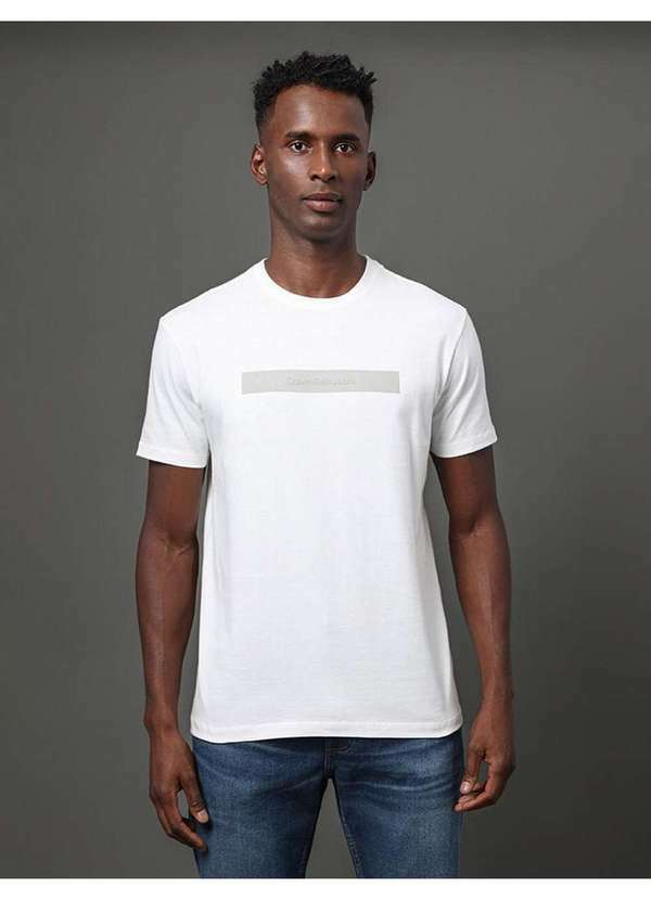 Calvin Klein Jeans - Camiseta Masculina Logo Sport Calvin Klein Jeans - Off White Branco