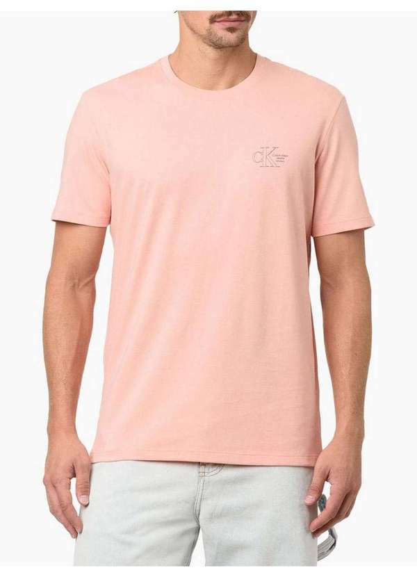 Calvin Klein Jeans - Camiseta Masculina Manga Curta Logo - Melancia Vermelho
