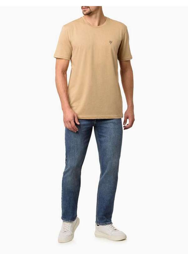 Calvin Klein Jeans - Camiseta Masculina Manga Curta Ômega - Caqui Claro Bege 2