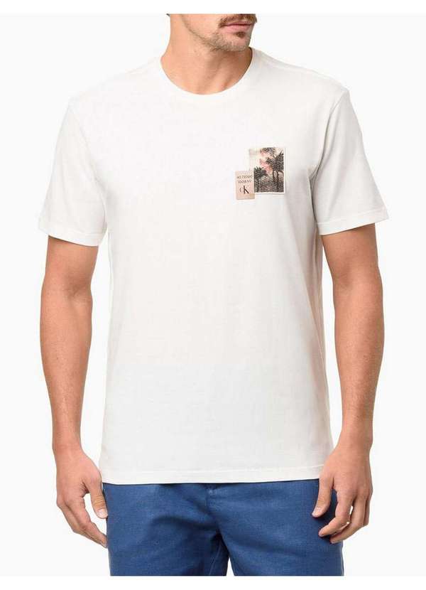 Calvin Klein Jeans - Camiseta Masculina Manga Curta Palm Trees - Off White Branco 2
