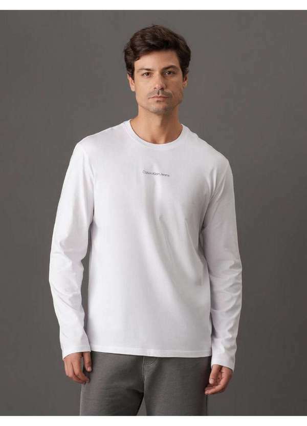 Calvin Klein Jeans - Camiseta Masculina Manga Longa Calvin Klein Jeans - Branco Branco