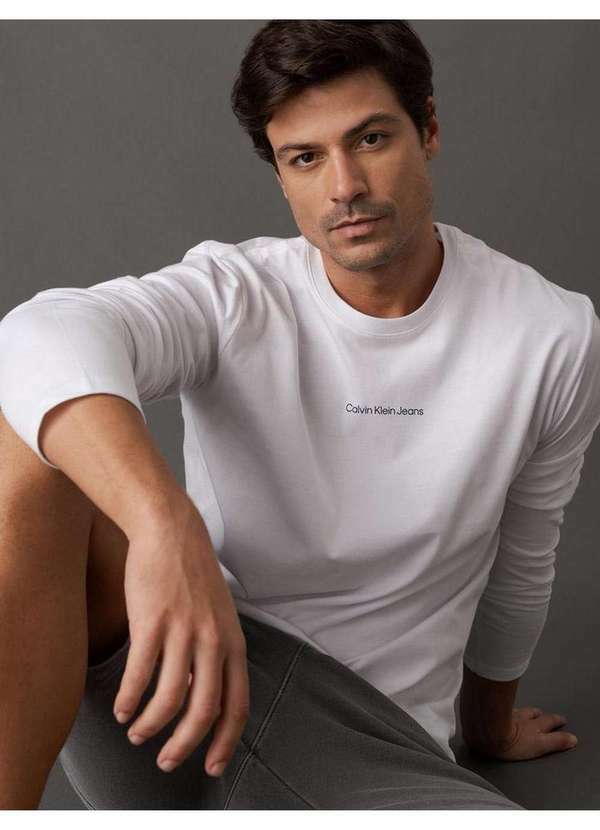 Calvin Klein Jeans - Camiseta Masculina Manga Longa Calvin Klein Jeans - Branco Branco 5