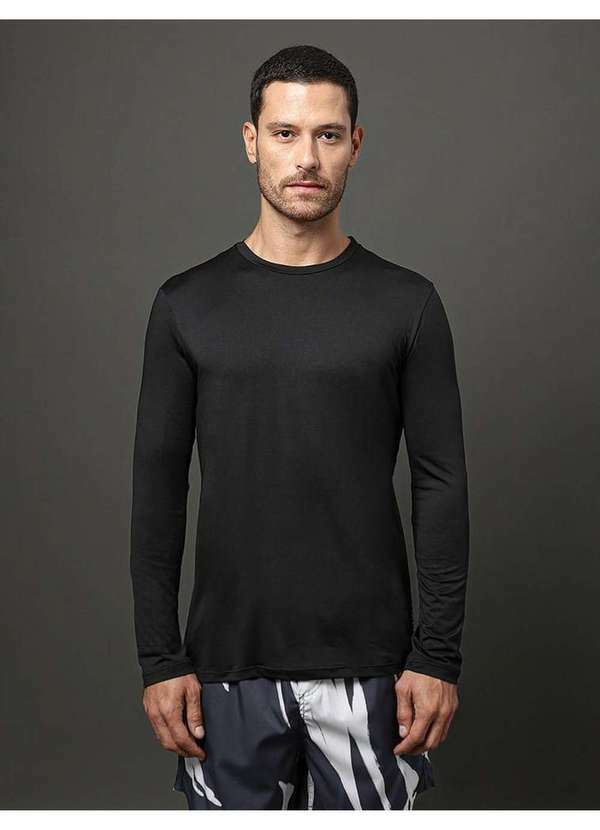 Calvin Klein Jeans - Camiseta Masculina Manga Longa Calvin Klein Swimwear - Preto Preto