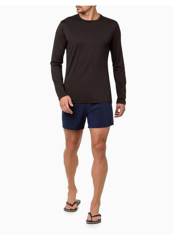 Calvin Klein Jeans - Camiseta Masculina Manga Longa Dry Swimwear - Preto Preto