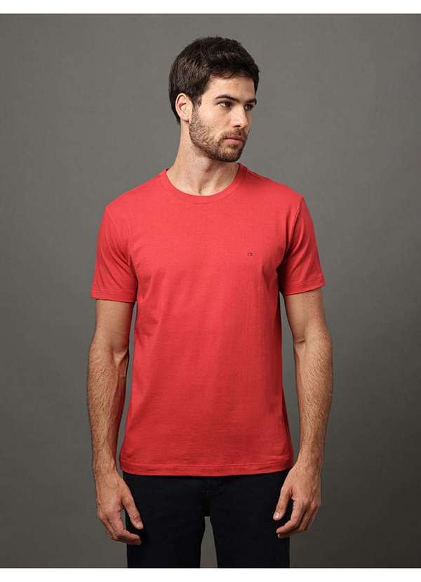 Calvin Klein Jeans - Camiseta Masculina Meia Malha Calvin Klein - Vermelho Vermelho