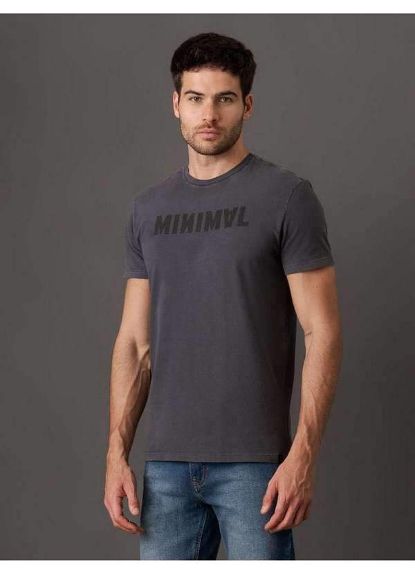 Calvin Klein Jeans - Camiseta Masculina Minimal Calvin Klein Jeans - Chumbo Cinza