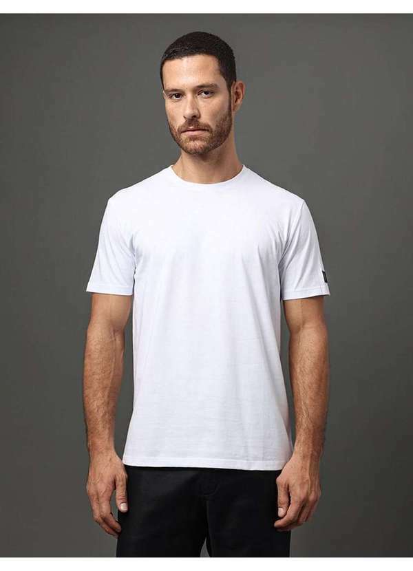 Calvin Klein Jeans - Camiseta Masculina Patch Manga Calvin Klein Jeans - Branco Branco