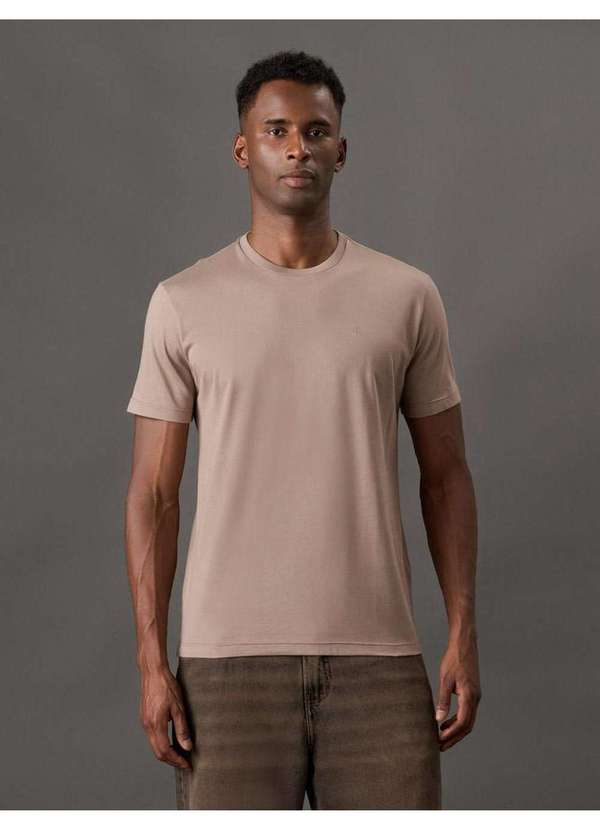 Calvin Klein Jeans - Camiseta Masculina Pima Calvin Klein Jeans - Caqui Medio Bege