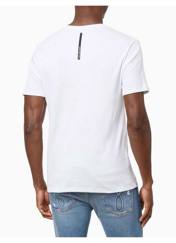 Calvin Klein Jeans - Camiseta Masculina Ribana Logo - Branco Branco 3