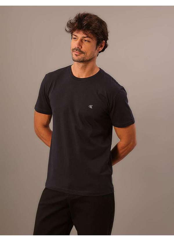 Calvin Klein Jeans - Camiseta Manga Curta Calvin Klein Jeans Masculino Ck Bordado - Ma Azul
