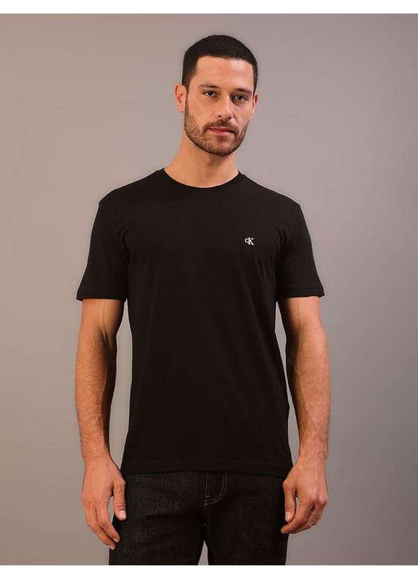 Calvin Klein Jeans - Camiseta Manga Curta Calvin Klein Jeans Masculino Ck Bordado - Pr Preto
