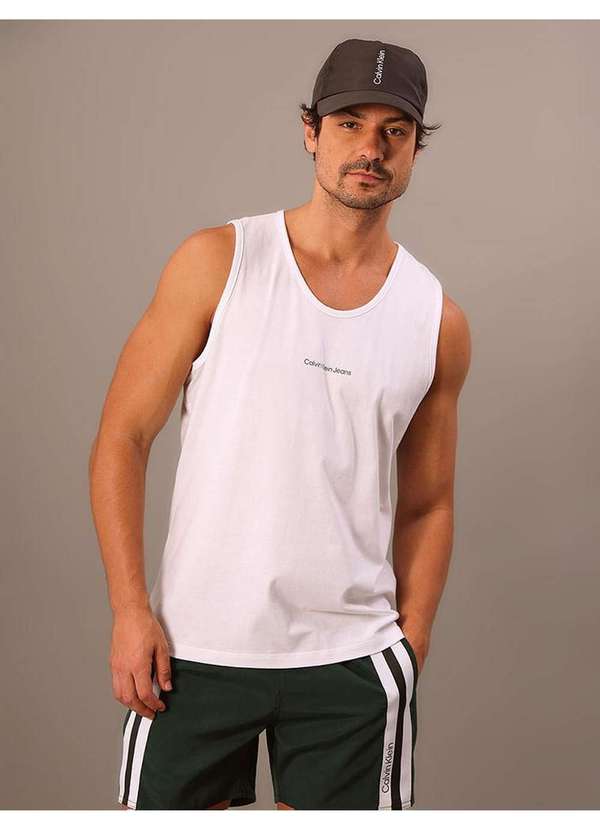 Calvin Klein Jeans - Regata Calvin Klein Jeans Masculina Logo Centralizado - Branco Branco