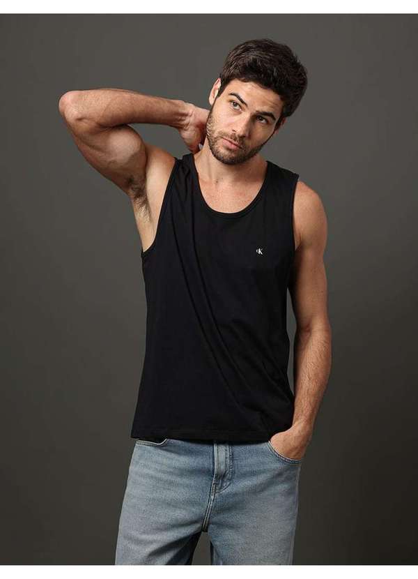 Calvin Klein Jeans - Regata Masculina Logo Calvin Klein Jeans - Preto Preto