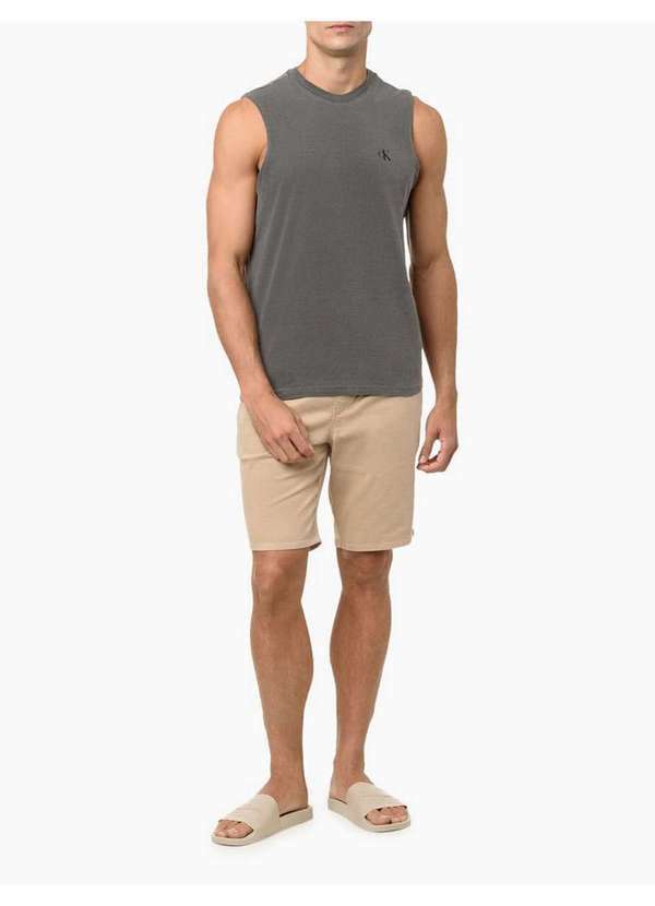 Calvin Klein Jeans - Regata Masculina Logo Monograma - Chumbo Cinza
