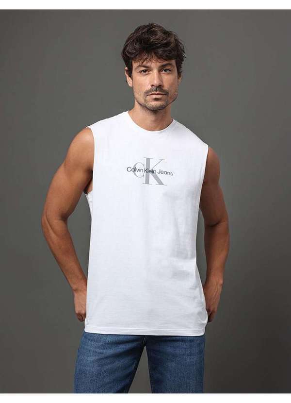 Calvin Klein Jeans - Regata Masculina Logo Re Issue Calvin Klein Jeans - Branco Branco