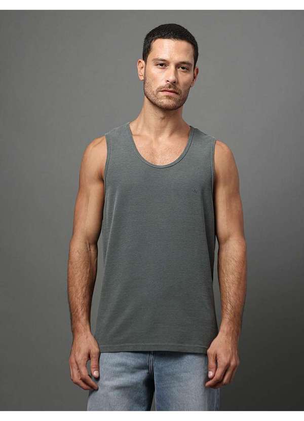 Calvin Klein Jeans - Regata Masculina Quadrilé Calvin Klein Jeans - Chumbo Cinza