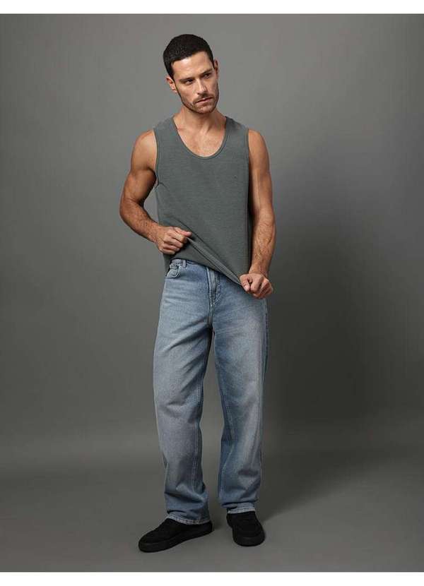 Calvin Klein Jeans - Regata Masculina Quadrilé Calvin Klein Jeans - Chumbo Cinza 4