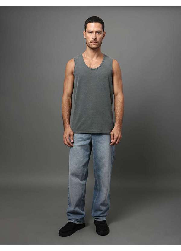 Calvin Klein Jeans - Regata Masculina Quadrilé Calvin Klein Jeans - Chumbo Cinza 5