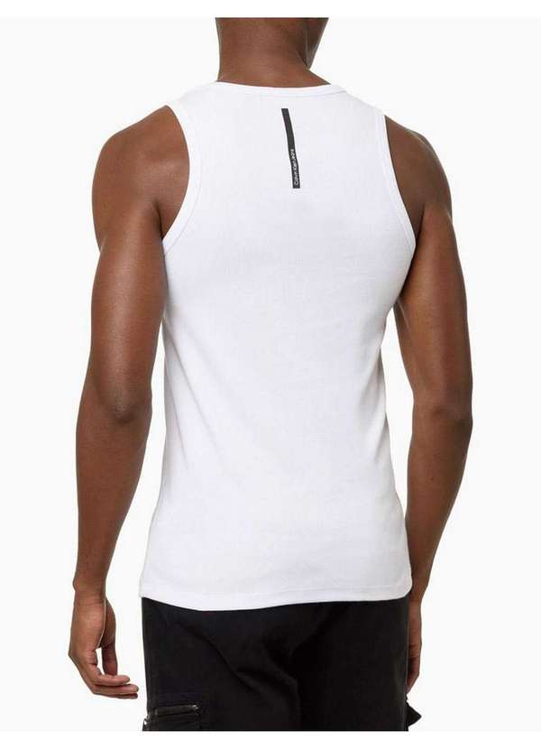Calvin Klein Jeans - Regata Masculina Ribana Logo - Branco Branco 3
