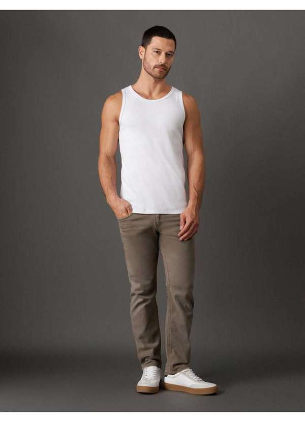 Calvin Klein Jeans - Regata Masculina Ribana Monograma Calvin Klein Jeans - Branco Branco