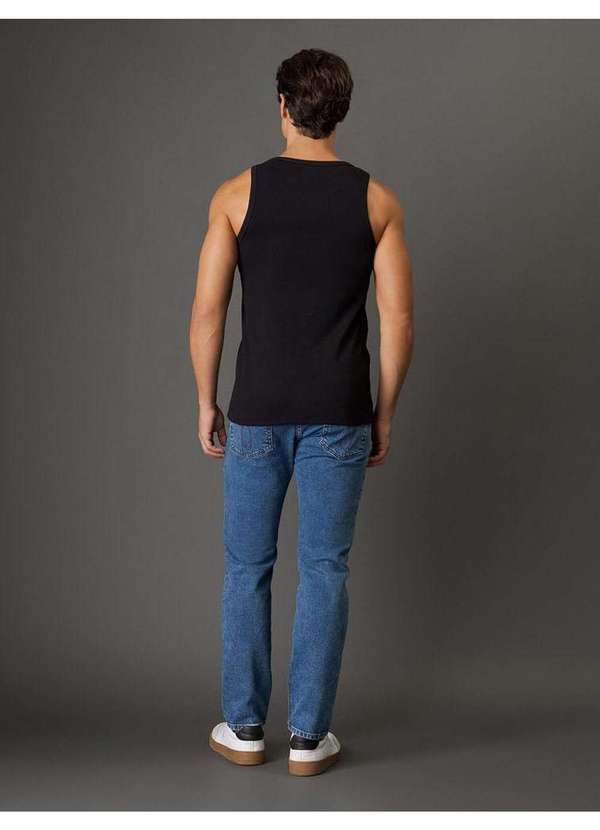 Calvin Klein Jeans - Regata Masculina Ribana Monograma Calvin Klein Jeans - Preto Preto