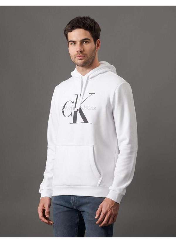 Casaco Masculino Moletom Hoddie Calvin Klein Jeans Branco Branco