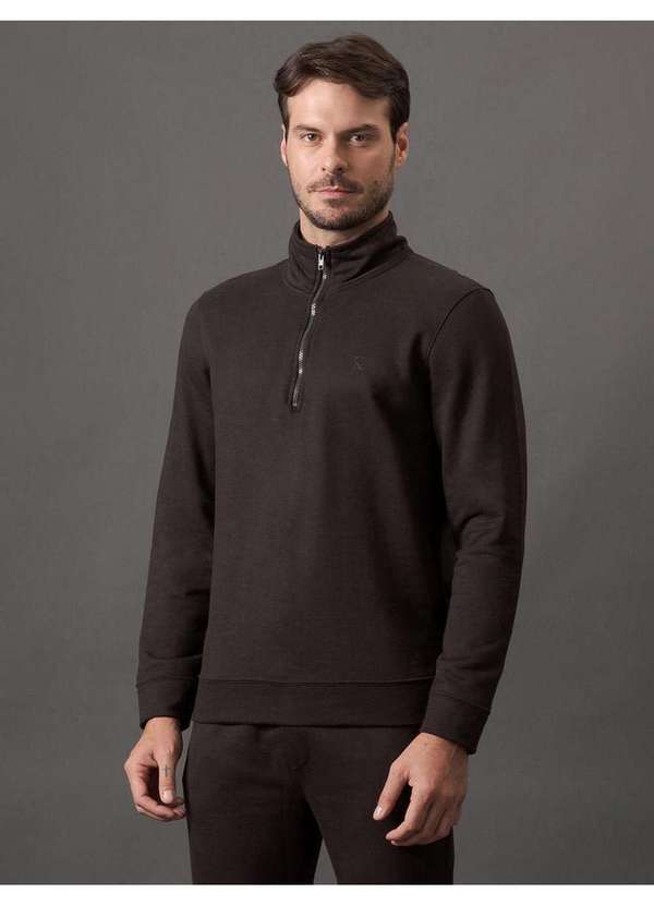 Calvin Klein Jeans - Blusão Masculino Meio Zíper Calvin Klein Underwear - Marrom Marrom