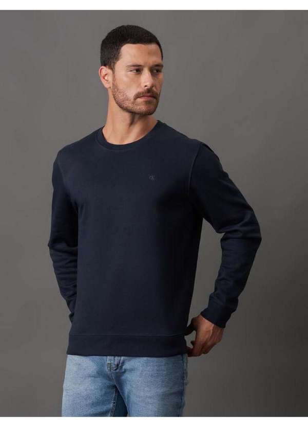 Calvin Klein Jeans - Casaco Masculino Moletom Bordado Calvin Klein Jeans - Marinho Azul