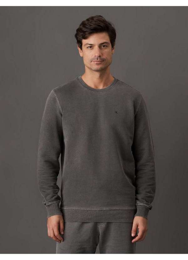 Calvin Klein Jeans - Casaco Masculino Moletom Monograma Calvin Klein Jeans - Chumbo Cinza