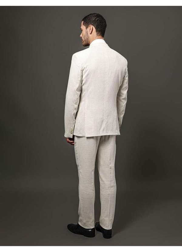 Calvin Klein Jeans - Costume Masculino Slim Linen Calvin Klein - Off White Branco 2