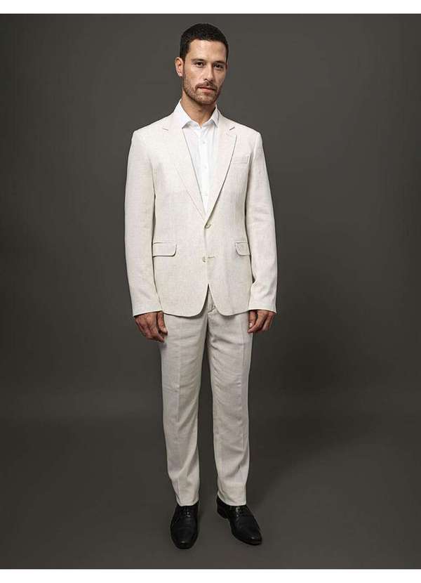 Calvin Klein Jeans - Costume Masculino Slim Linen Calvin Klein - Off White Branco 3