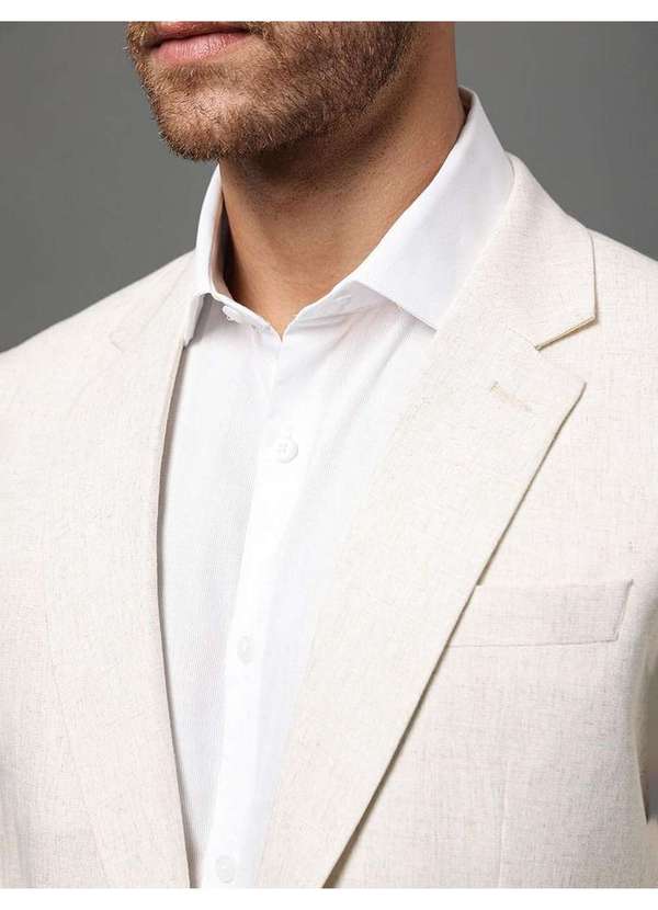 Calvin Klein Jeans - Costume Masculino Slim Linen Calvin Klein - Off White Branco 4