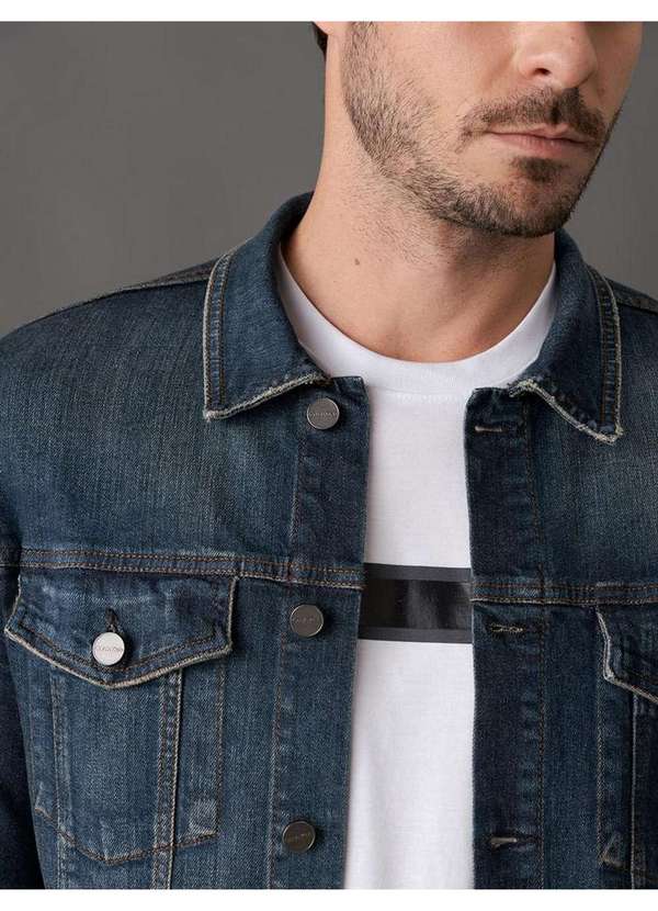 Calvin Klein Jeans - Jaqueta Jeans Masculina Trucker Calvin Klein - Marinho Azul 4