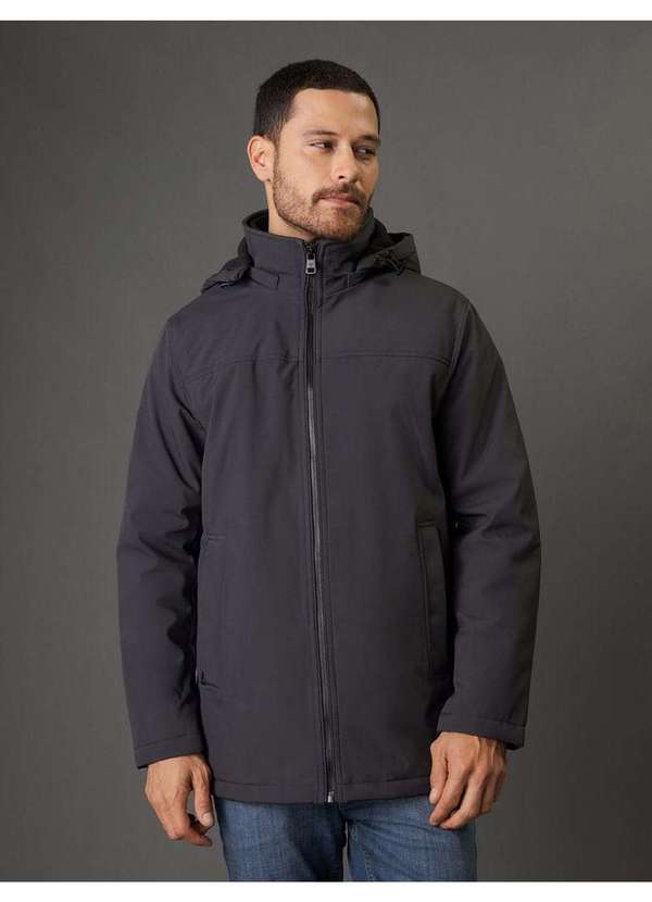 Calvin Klein Jeans - Jaqueta Masculina Clássica com Capuz Calvin Klein Jeans - Chumbo Cinza