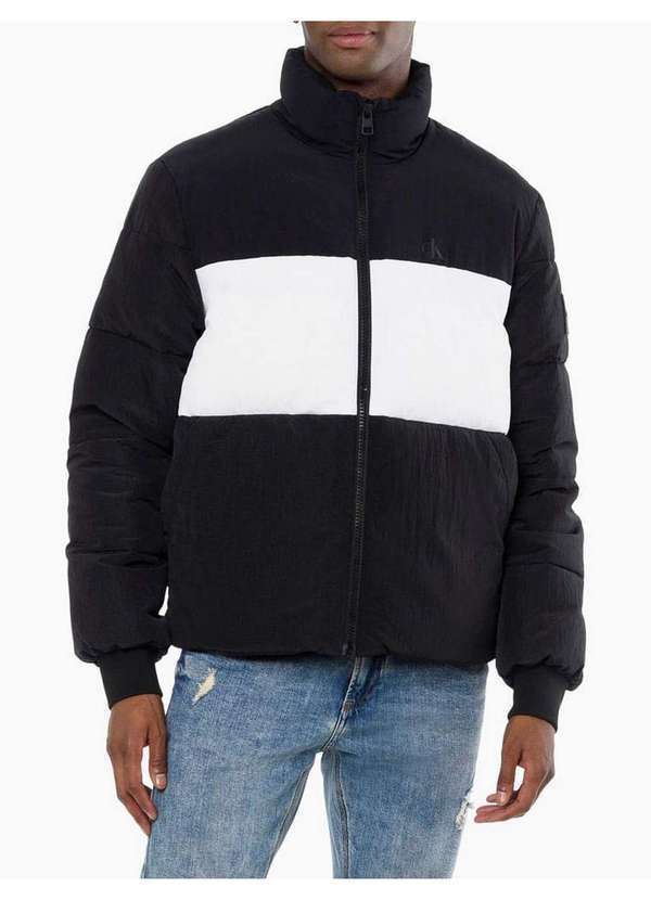 Calvin Klein Jeans - Jaqueta Masculina Colorblock Logo no Peito Calvin Klein - Preto Preto