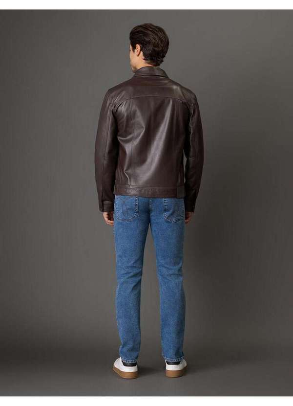 Calvin Klein Jeans - Jaqueta Masculina Leather Trucker Calvin Klein Jeans - Cafe Marrom 3