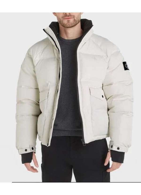 Calvin Klein Jeans - Parka Masculina Bolso Cargo Calvin Klein Jeans - Off White Branco