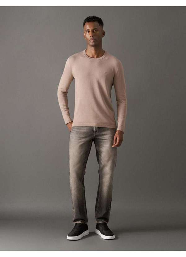Calvin Klein Jeans - Tricot Masculino Cashmere Gola Careca Calvin Klein Jeans - Caqui Bege 3