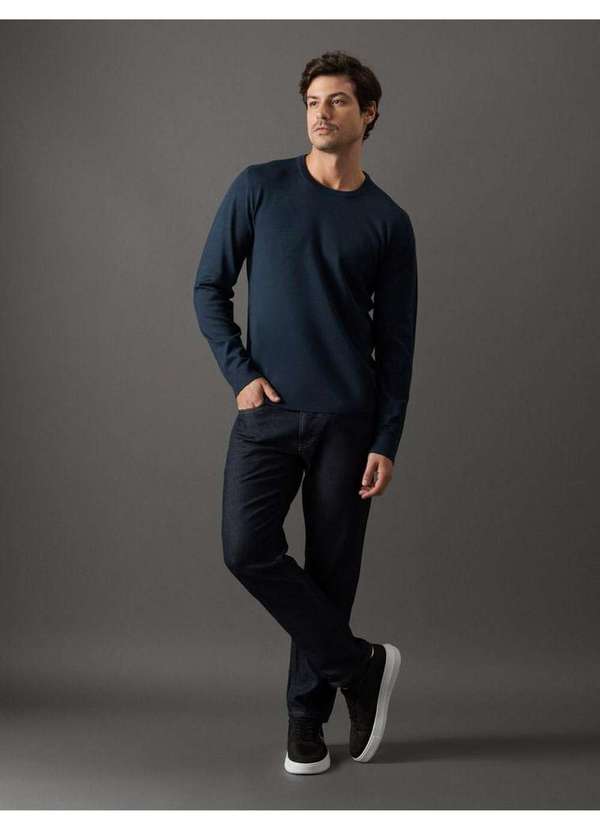 Calvin Klein Jeans - Tricot Masculino Gola Careca Viscose Calvin Klein Jeans - Marinho Azul 2