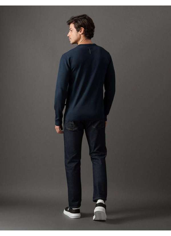 Calvin Klein Jeans - Tricot Masculino Gola Careca Viscose Calvin Klein Jeans - Marinho Azul 3