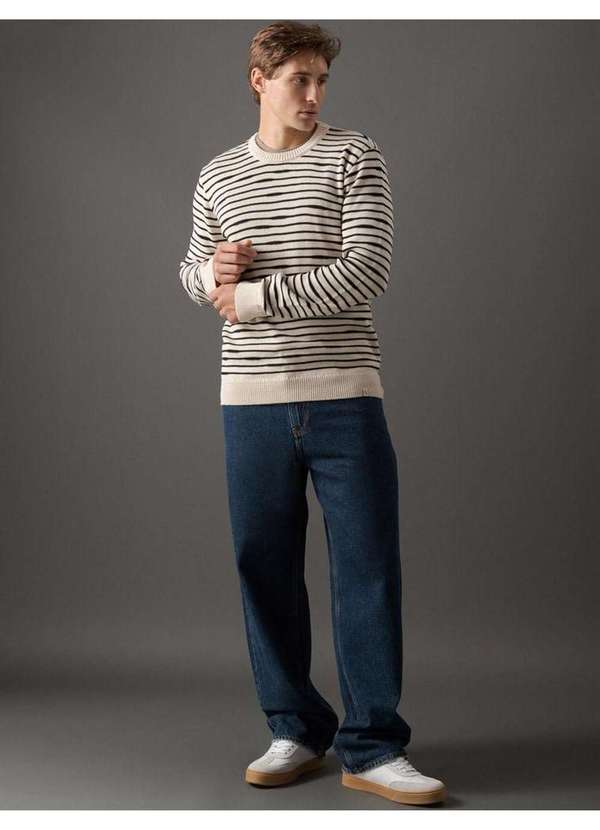 Calvin Klein Jeans - Tricot Masculino Listras Calvin Klein Jeans - Off White Branco 3